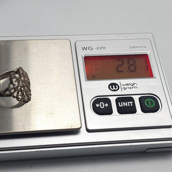 Vintage Sterling Silver Floral Filigree Ring Size 9 Total Weight 2.81 grams - Picture 7 of 8